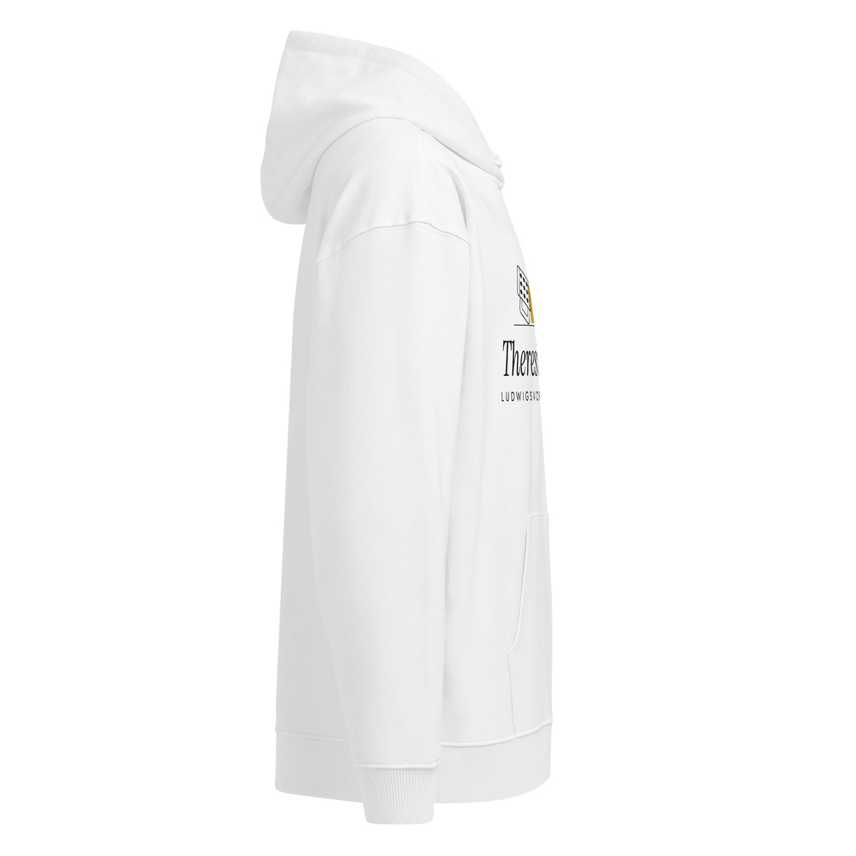 Theresienkrise Bio-Hoodie weiß – rechts