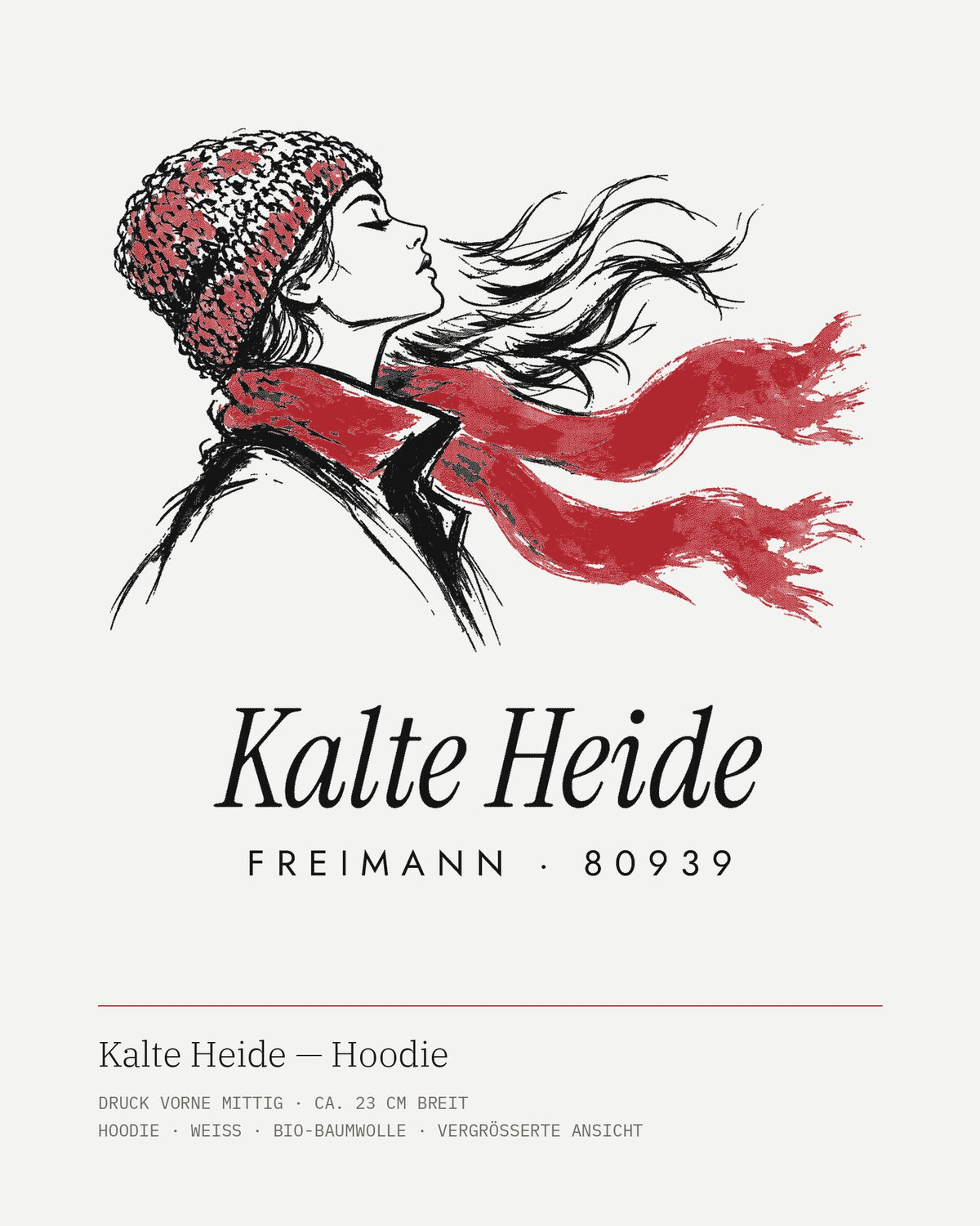 Kalte Heide Bio-Hoodie weiß – Motiv