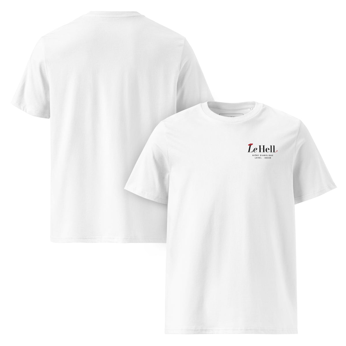 Le Hell Bio-T-Shirt weiß – Vorder- und Rückansicht