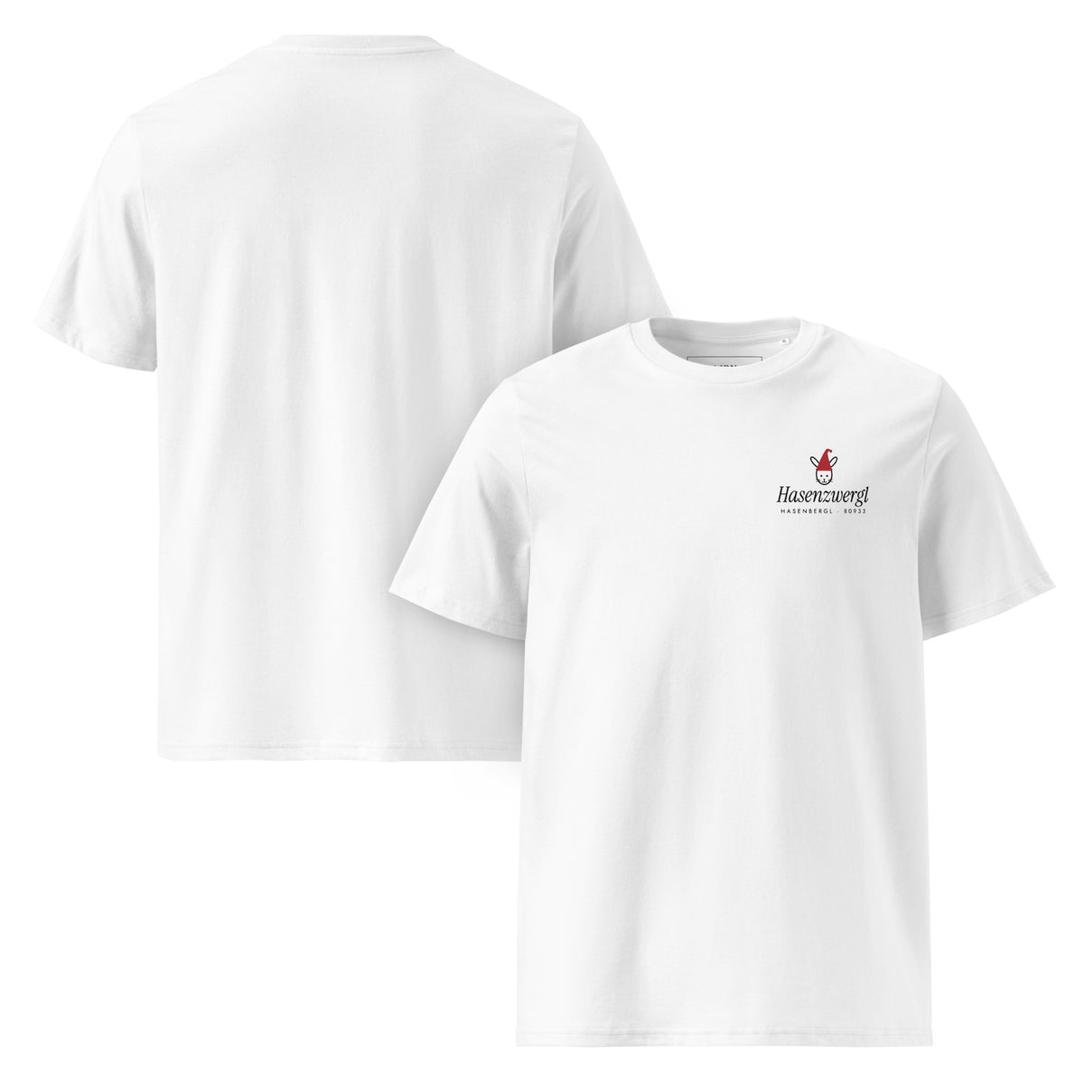 Hasenzwergl Bio-T-Shirt weiß – Vorder- und Rückansicht