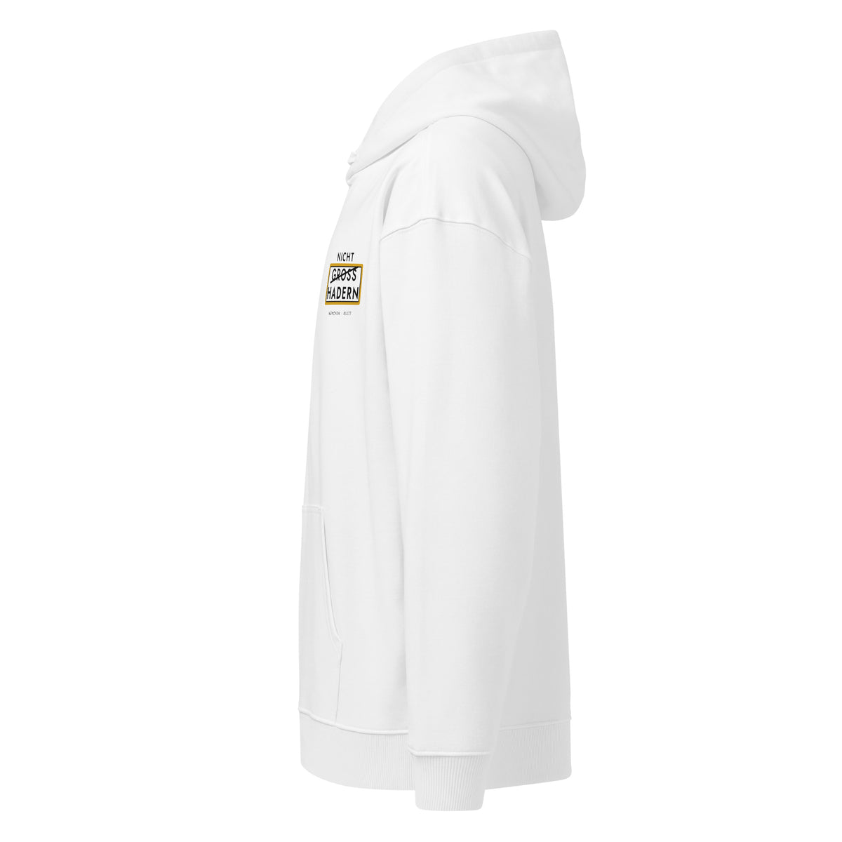 Nicht Gross Hadern Bio-Hoodie weiß – links