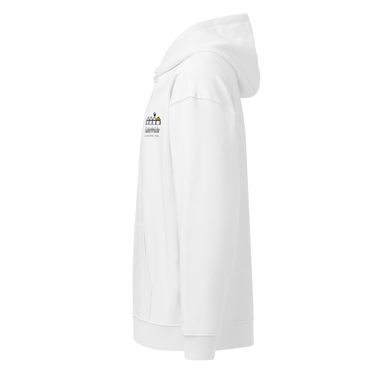 Gackerbrücke Bio-Hoodie weiß – links